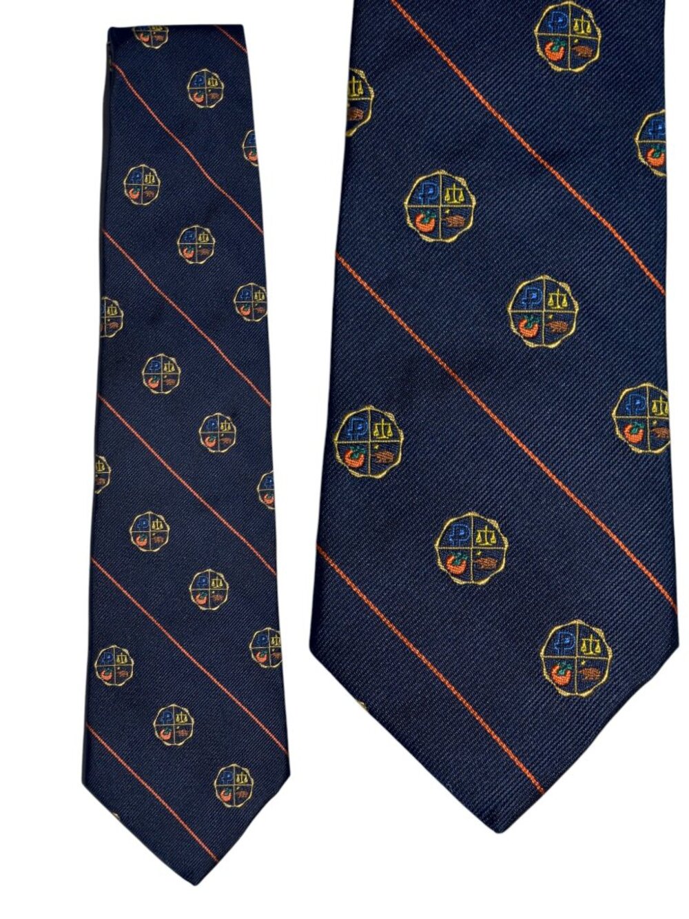 Vintage Ben Silver Inns of Court Tie English Silk Navy Lawyer Legal Regimental